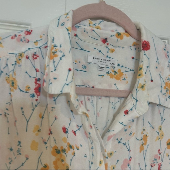 Equipment Floral Blouse - White, Red, Yellow - Picture 2 of 3